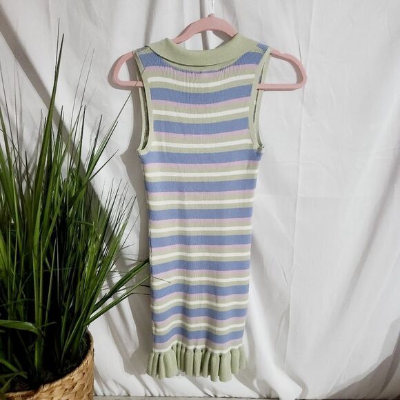 Hippie Rose Stripe Color Block Ruffled Bottom Dress Size: L - Picture 13 of 14